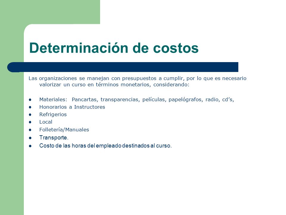 Determinación de costos