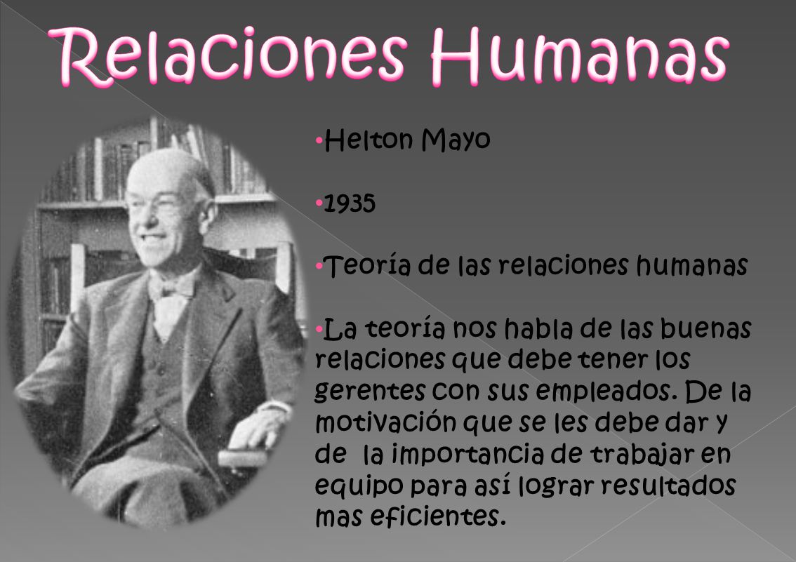 Relaciones Humanas Helton Mayo 1935 Teoría de las relaciones humanas