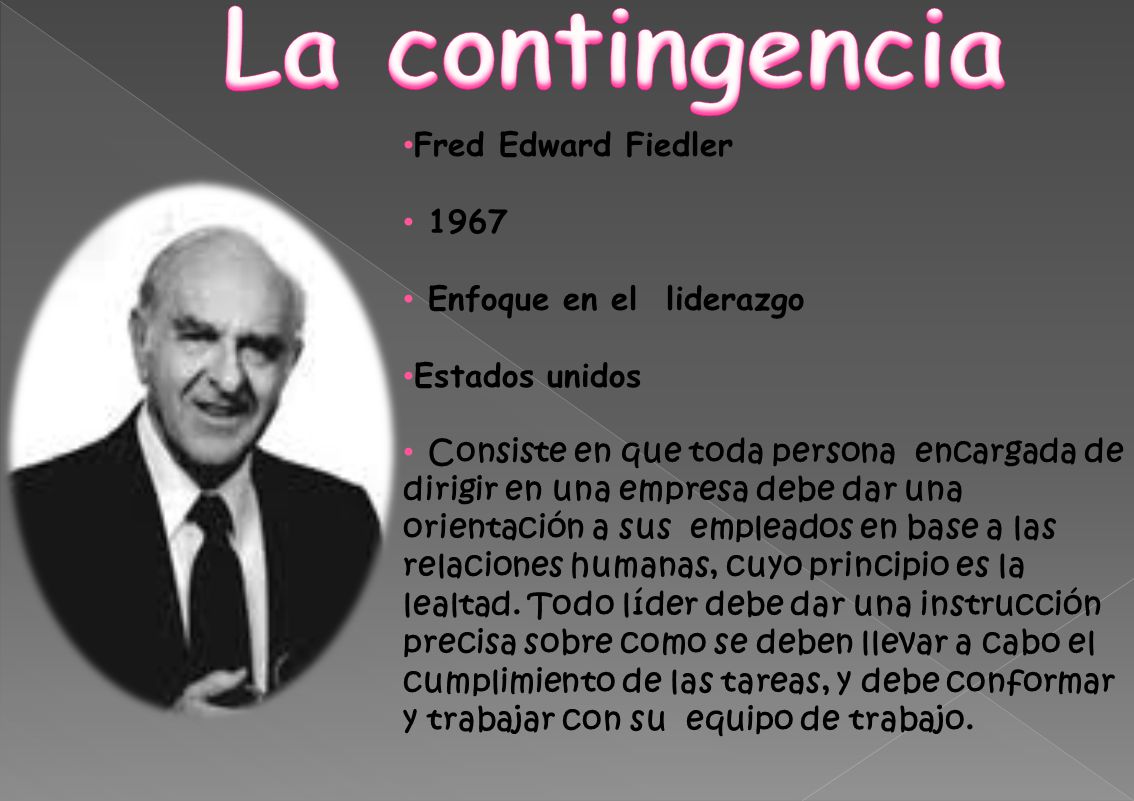 La contingencia Fred Edward Fiedler 1967 Enfoque en el liderazgo