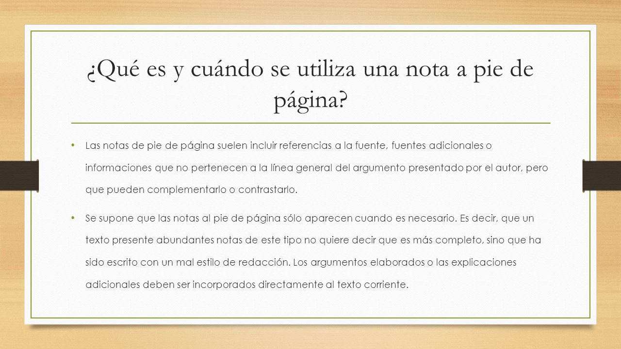 ¿Qué es y cuándo se utiliza una nota a pie de página