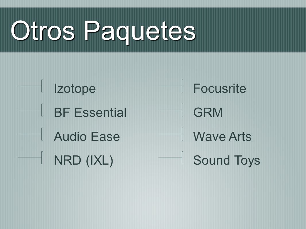 Otros Paquetes Izotope BF Essential Audio Ease NRD (IXL) Focusrite GRM