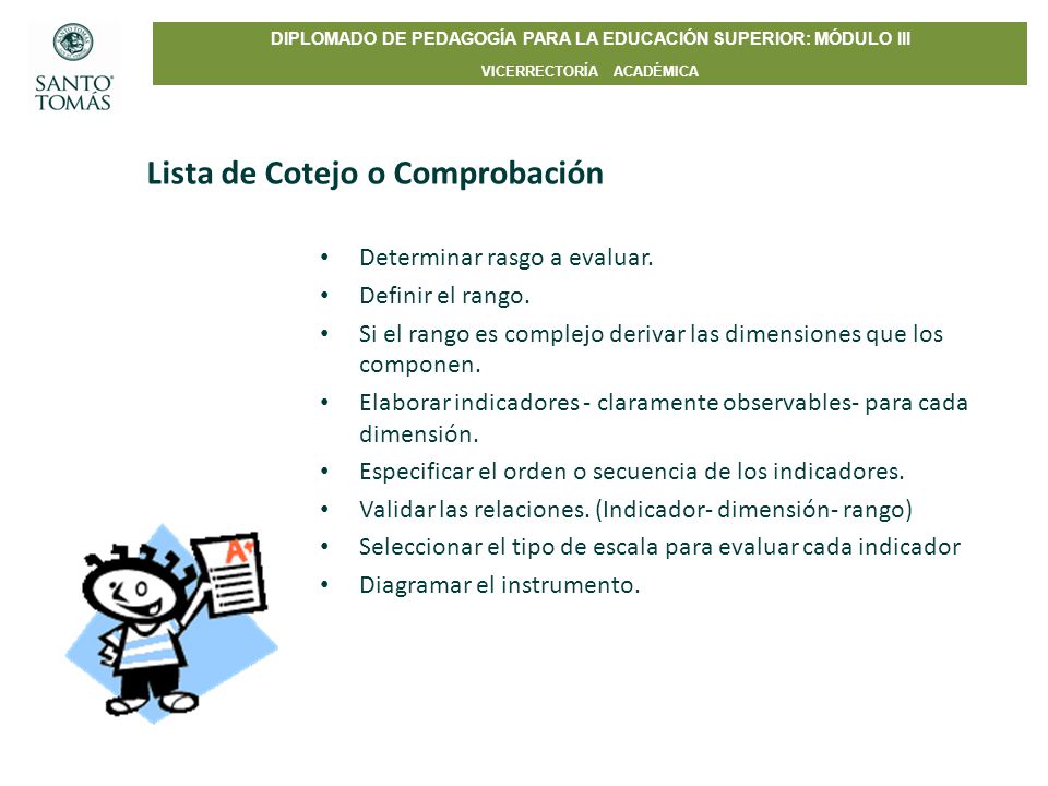 Lista de Cotejo o Comprobación