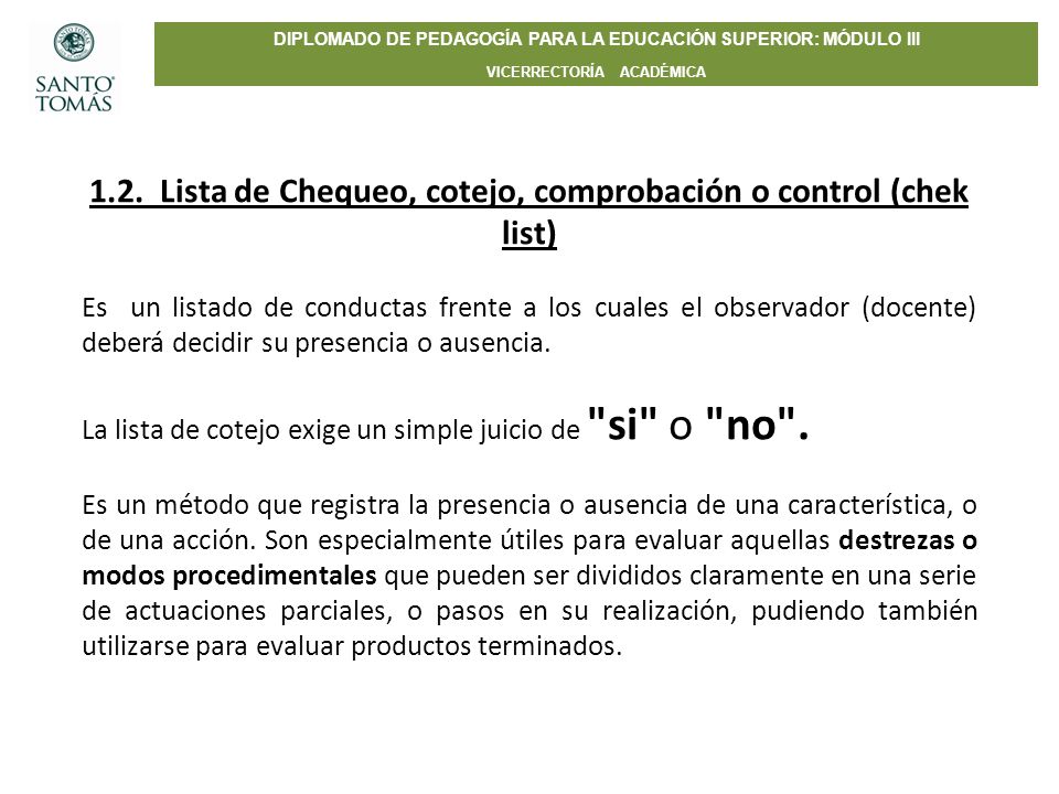 1.2. Lista de Chequeo, cotejo, comprobación o control (chek list)