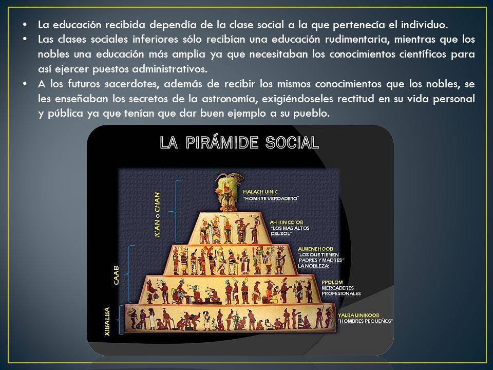 La educación recibida dependía de la clase social a la que pertenecía el individuo.