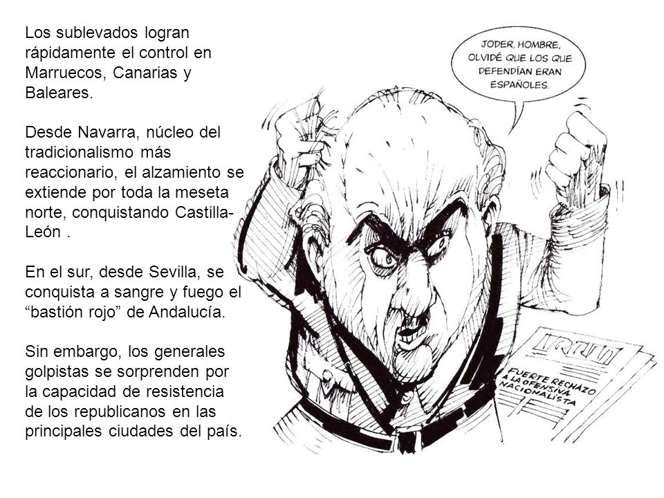 Los sublevados logran rápidamente el control en Marruecos, Canarias y Baleares.