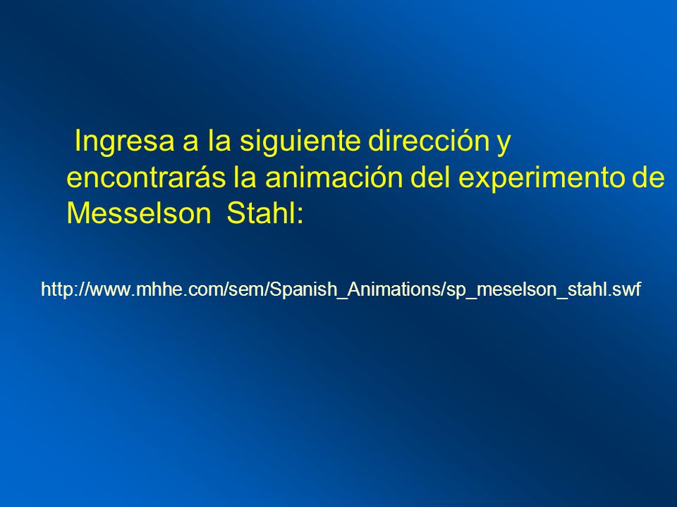 Ingresa a la siguiente dirección y encontrarás la animación del experimento de Messelson Stahl: