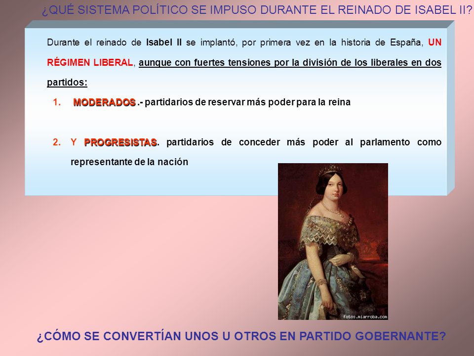 ¿QUÉ SISTEMA POLÍTICO SE IMPUSO DURANTE EL REINADO DE ISABEL II