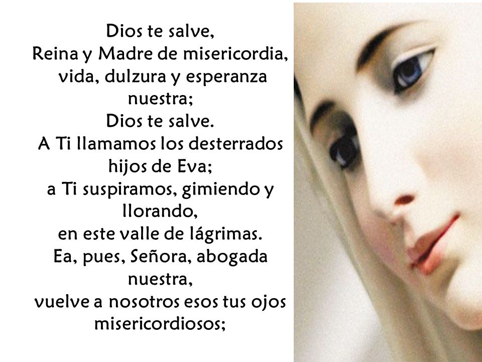 Reina y Madre de misericordia, vida, dulzura y esperanza nuestra;