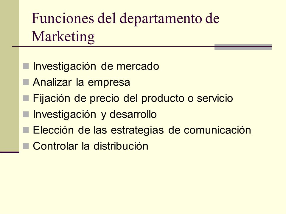 Funciones del departamento de Marketing