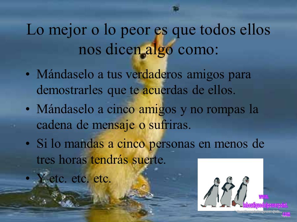 Lo mejor o lo peor es que todos ellos nos dicen algo como: