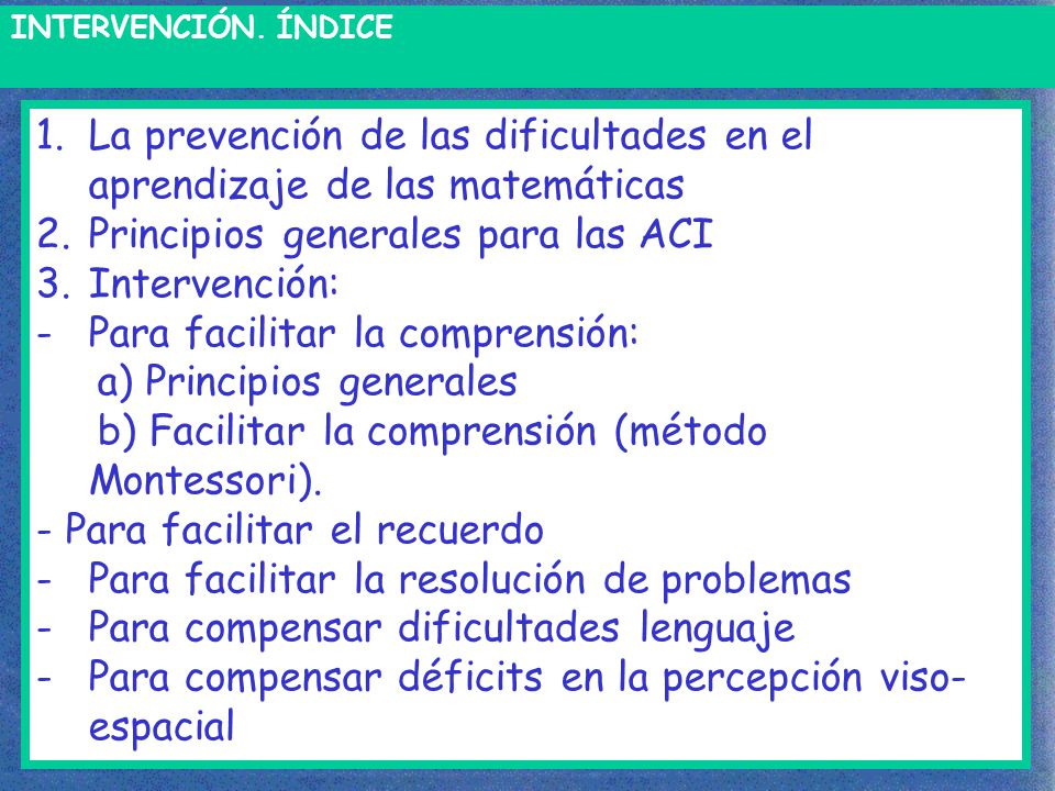 La prevención de las dificultades en el aprendizaje de las matemáticas