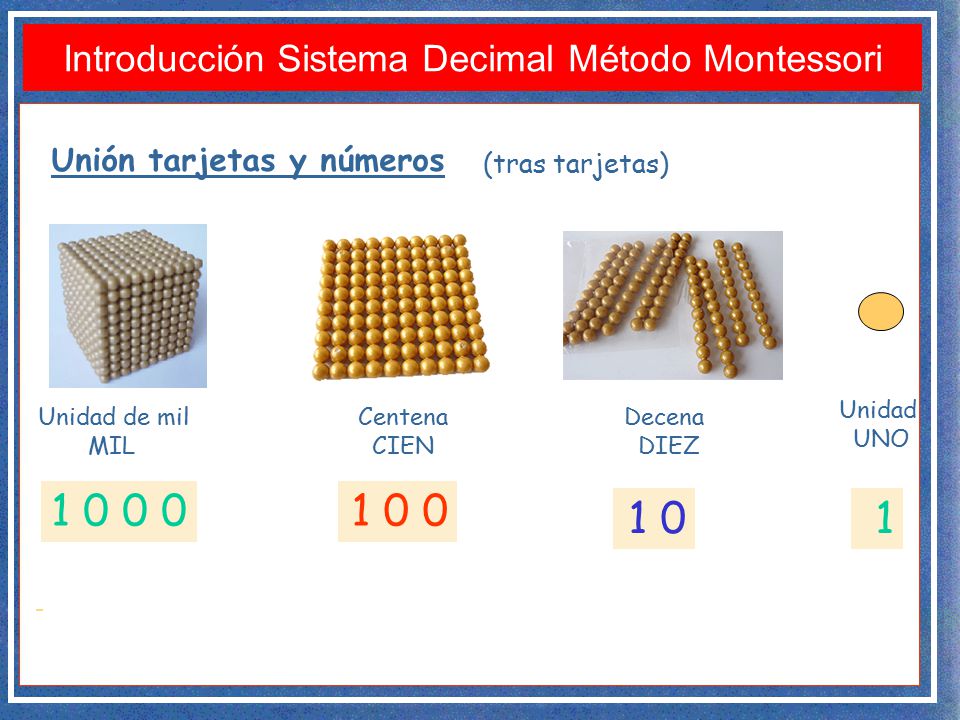 Introducción Sistema Decimal Método Montessori