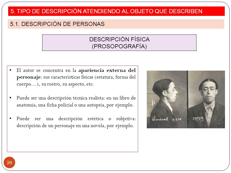 5. TIPO DE DESCRIPCIÓN ATENDIENDO AL OBJETO QUE DESCRIBEN
