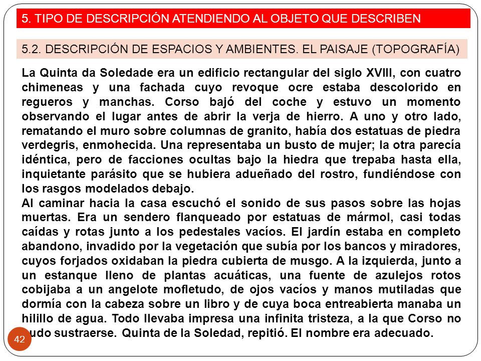 5. TIPO DE DESCRIPCIÓN ATENDIENDO AL OBJETO QUE DESCRIBEN