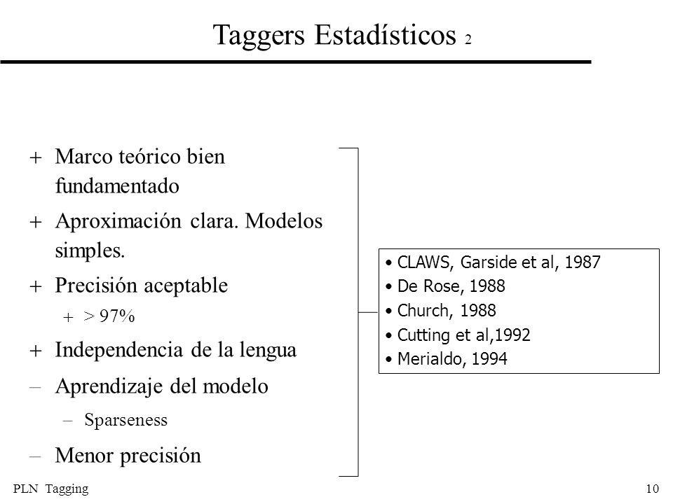 Taggers Estadísticos 2 Marco teórico bien fundamentado