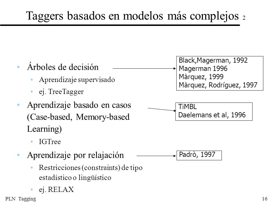 Taggers basados en modelos más complejos 2