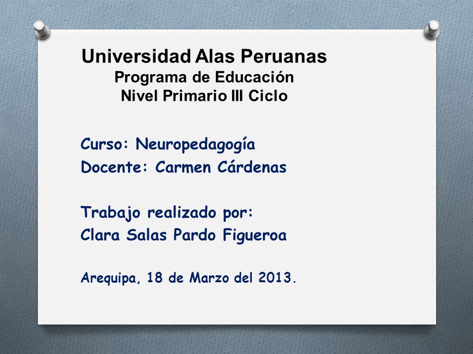 Universidad Alas Peruanas Programa de Educación Nivel Primario III Ciclo