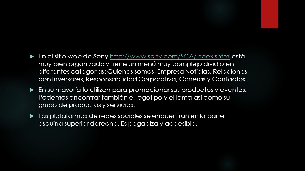 En el sitio web de Sony   sony. com/SCA/index