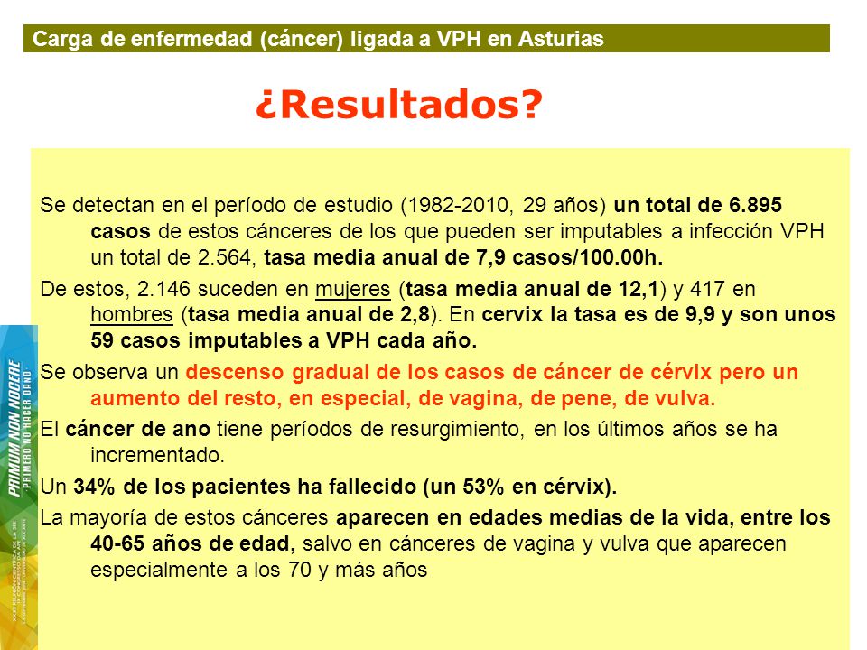 ¿Resultados Carga de enfermedad (cáncer) ligada a VPH en Asturias