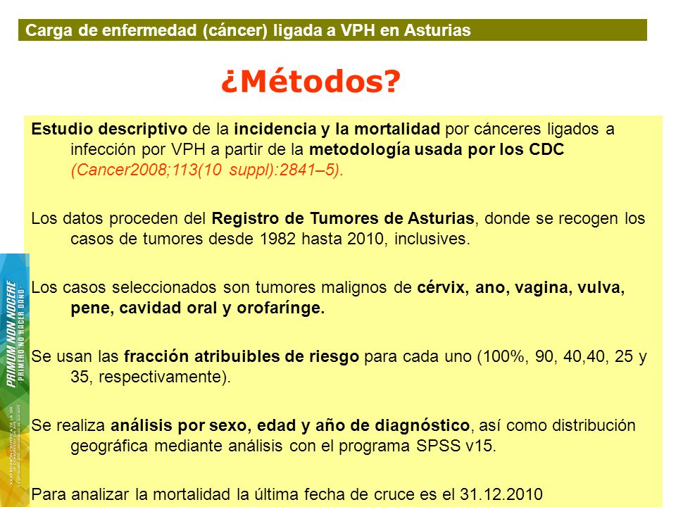 ¿Métodos Carga de enfermedad (cáncer) ligada a VPH en Asturias