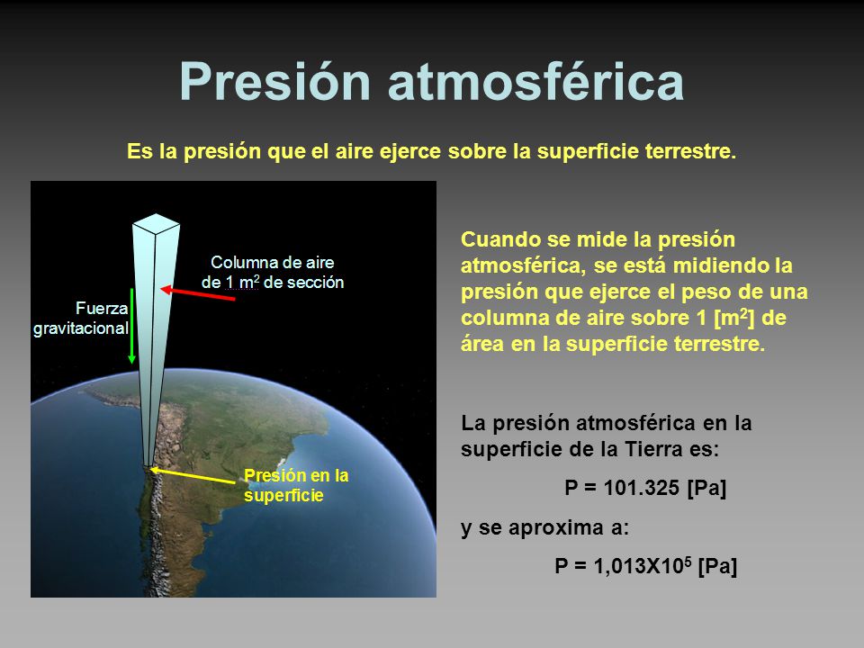 Es la presión que el aire ejerce sobre la superficie terrestre.
