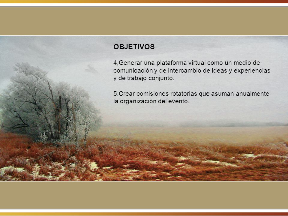 OBJETIVOS 4,Generar una plataforma virtual como un medio de comunicación y de intercambio de ideas y experiencias y de trabajo conjunto.
