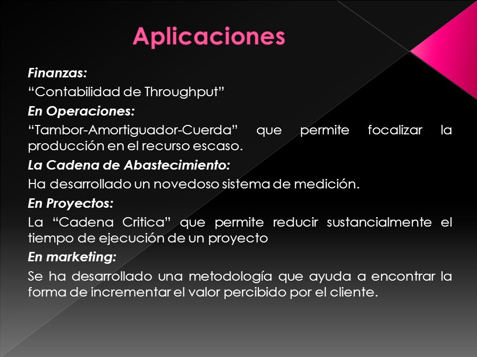 Aplicaciones Finanzas: Contabilidad de Throughput En Operaciones: