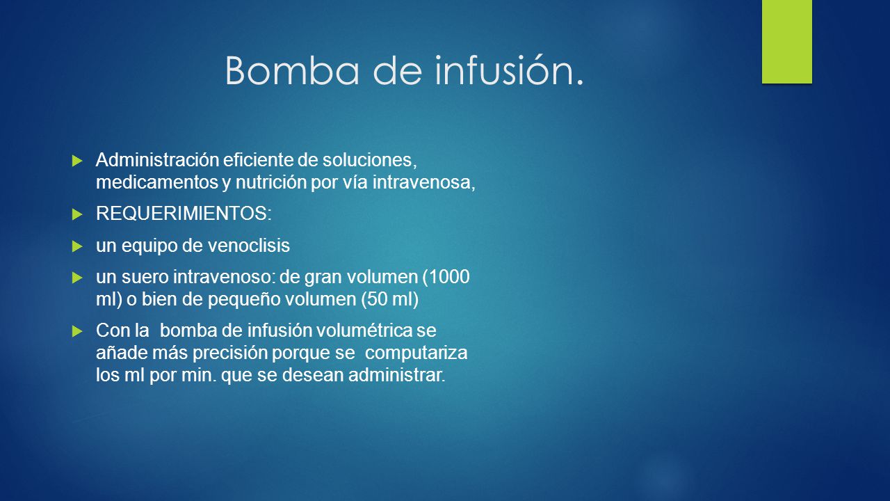 Bomba de infusión. Administración eficiente de soluciones, medicamentos y nutrición por vía intravenosa,