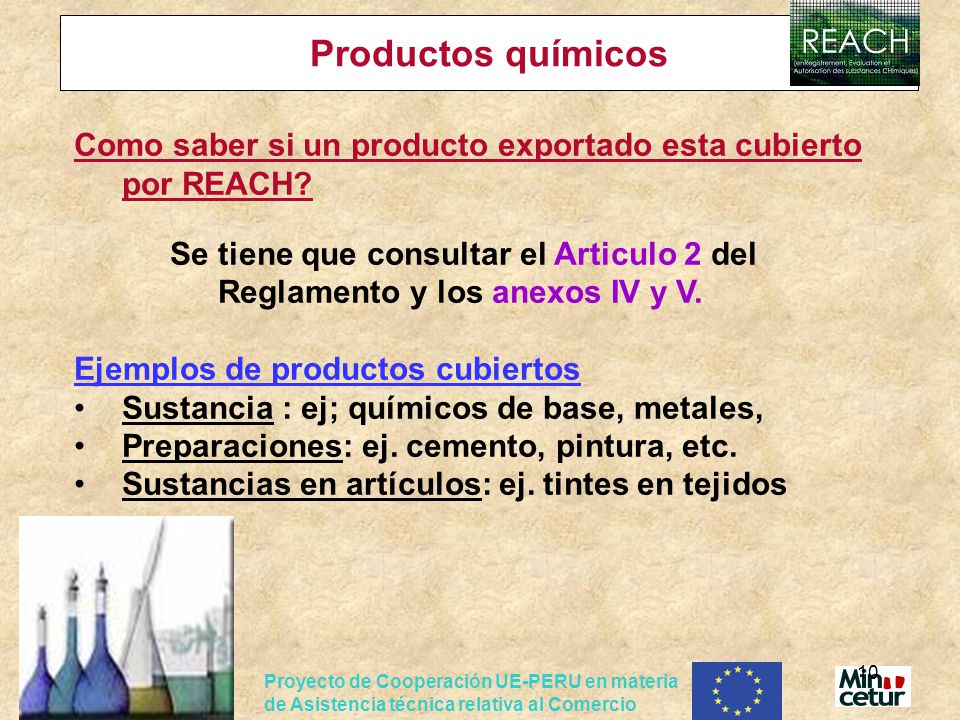 Productos químicos Como saber si un producto exportado esta cubierto por REACH