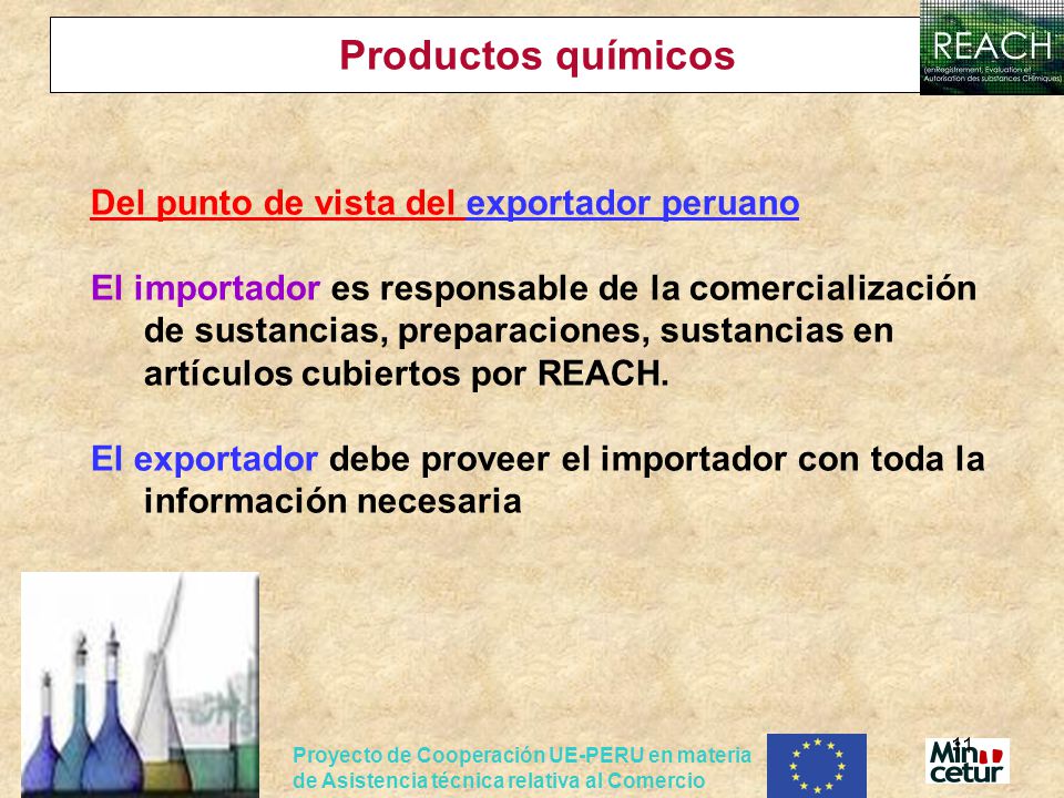 Productos químicos Del punto de vista del exportador peruano