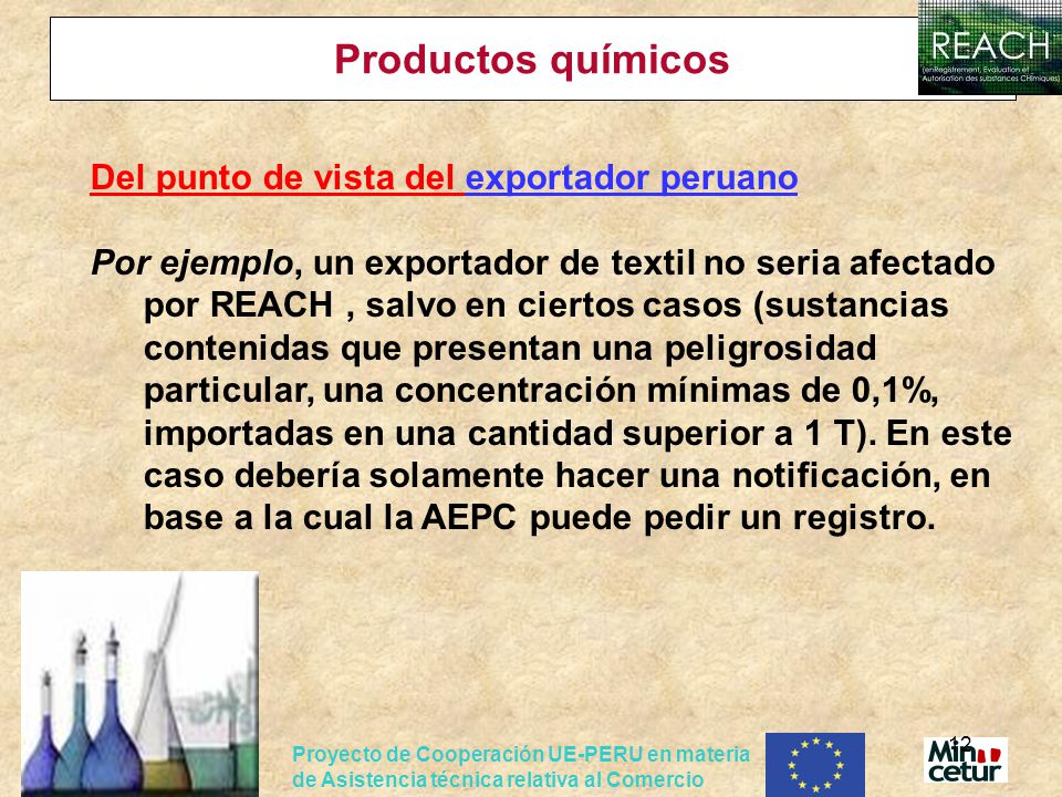 Productos químicos Del punto de vista del exportador peruano