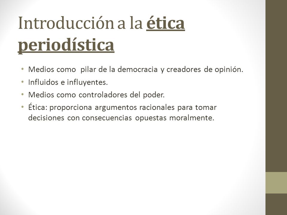 Introducción a la ética periodística