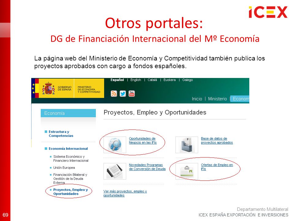 Otros portales: DG de Financiación Internacional del Mº Economía