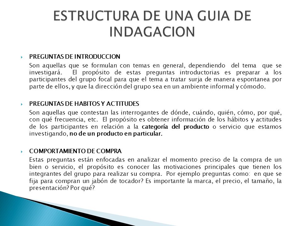ESTRUCTURA DE UNA GUIA DE INDAGACION