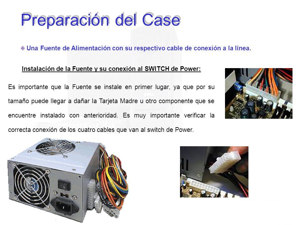 Instalación de la Fuente y su conexión al SWITCH de Power: