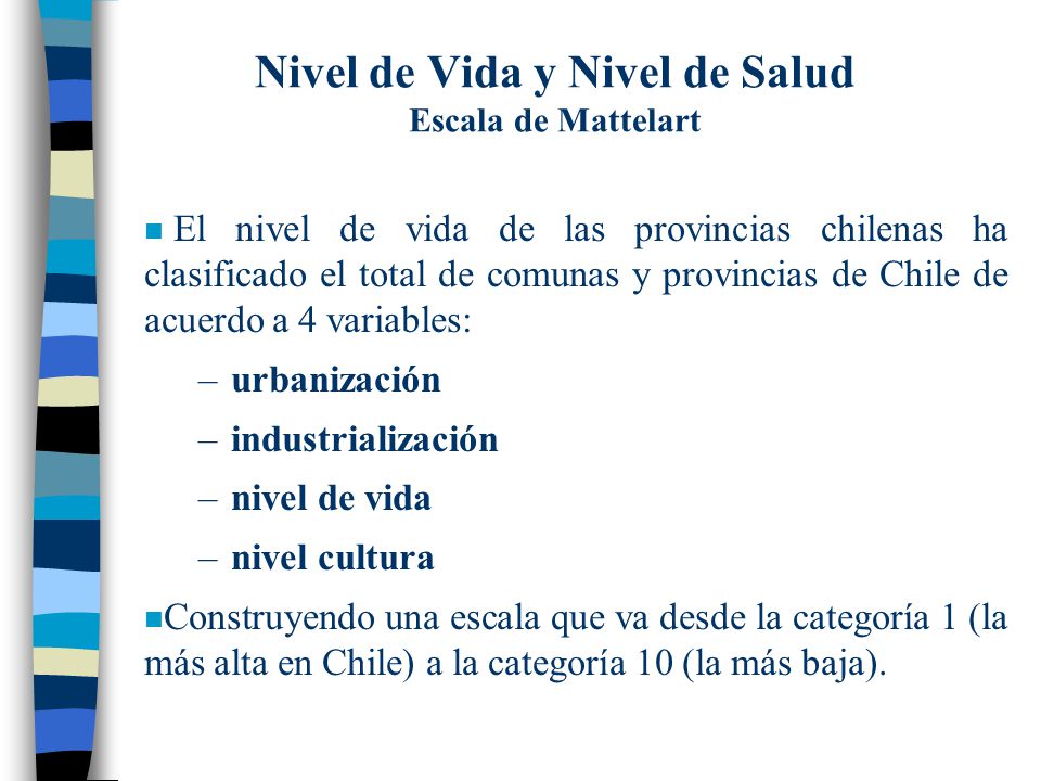 Nivel de Vida y Nivel de Salud Escala de Mattelart