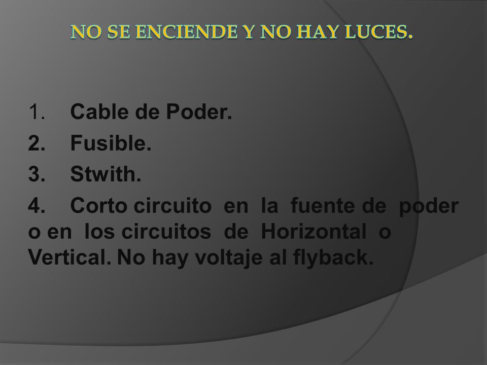 No se enciende y no hay luces.