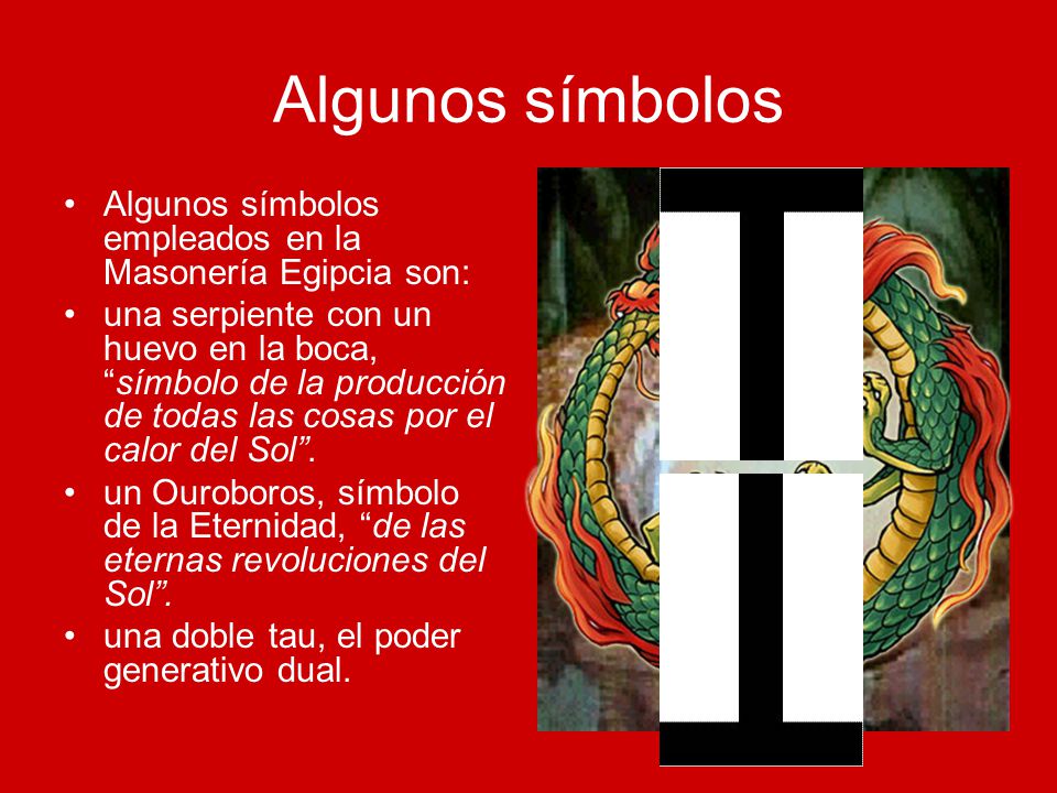Algunos símbolos Algunos símbolos empleados en la Masonería Egipcia son: