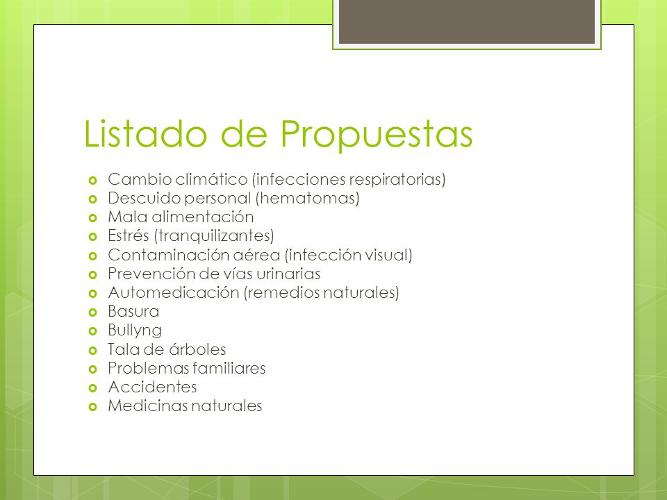 Listado de Propuestas Cambio climático (infecciones respiratorias)