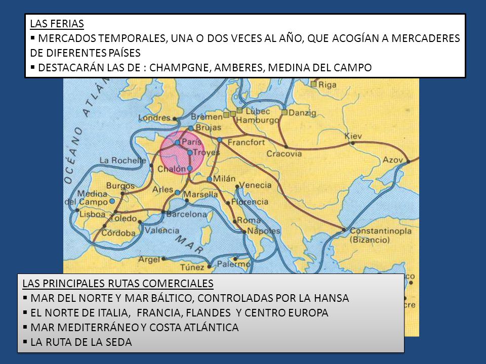 LAS FERIAS MERCADOS TEMPORALES, UNA O DOS VECES AL AÑO, QUE ACOGÍAN A MERCADERES. DE DIFERENTES PAÍSES.