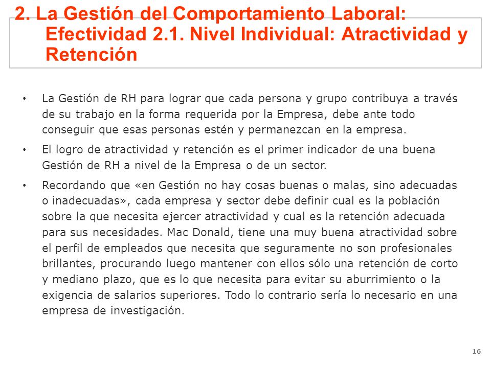2. La Gestión del Comportamiento Laboral: Efectividad 2. 1