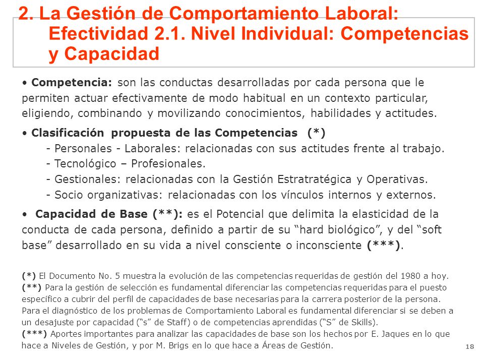 2. La Gestión de Comportamiento Laboral: Efectividad 2. 1
