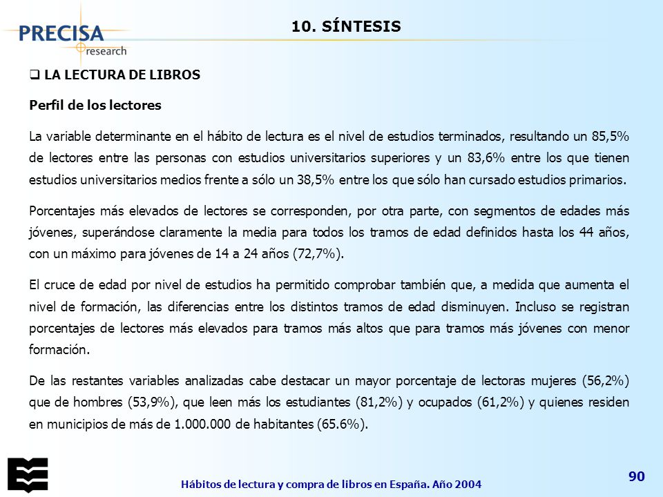Hábitos de lectura y compra de libros en España. Año 2004