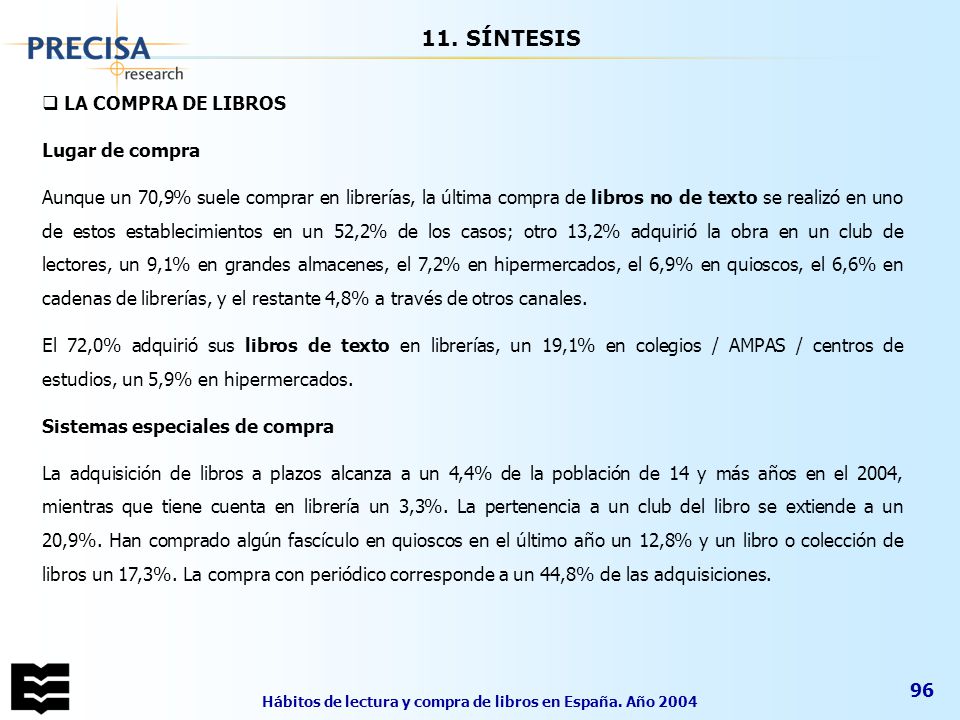 Hábitos de lectura y compra de libros en España. Año 2004