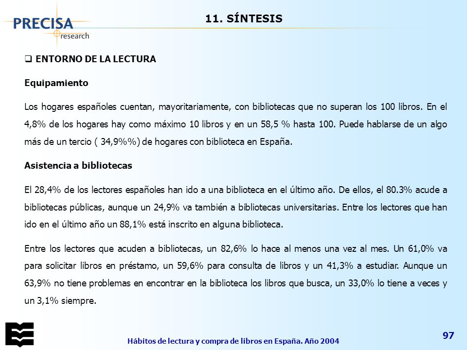 Hábitos de lectura y compra de libros en España. Año 2004