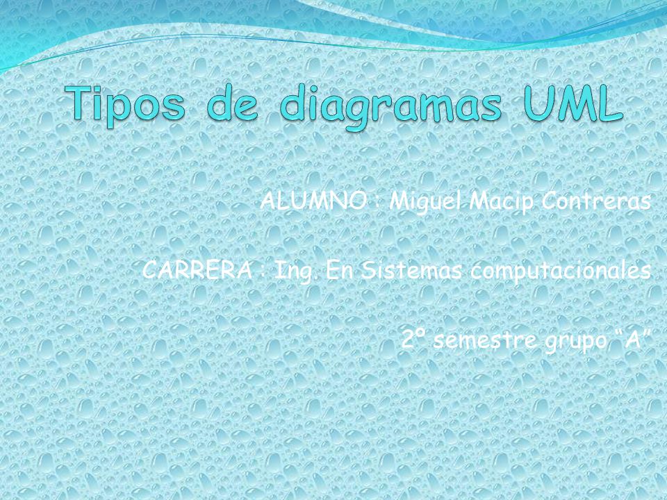 Tipos de diagramas UML ALUMNO : Miguel Macip Contreras