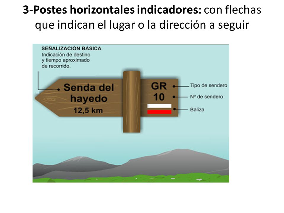 3-Postes horizontales indicadores: con flechas que indican el lugar o la dirección a seguir