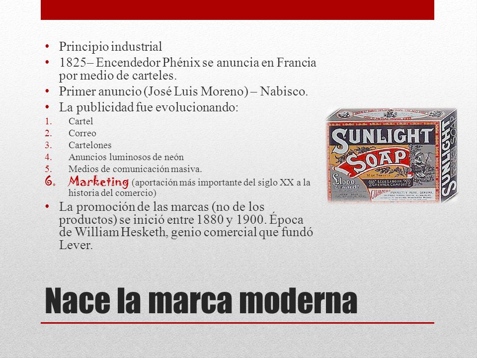 Nace la marca moderna Principio industrial