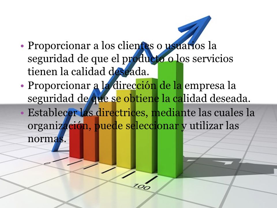 Proporcionar a los clientes o usuarios la seguridad de que el producto o los servicios tienen la calidad deseada.