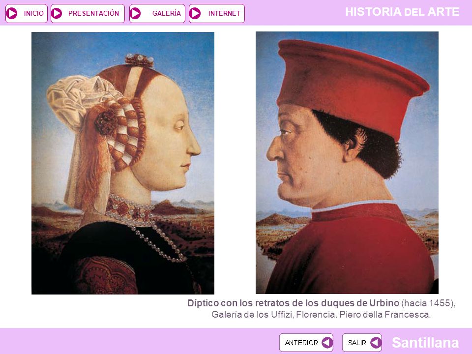 Díptico con los retratos de los duques de Urbino (hacia 1455),